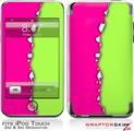 iPod Touch 2G & 3G Skin Kit Ripped Colors Hot Pink Neon Green