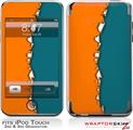 iPod Touch 2G & 3G Skin Kit Ripped Colors Orange Seafoam Green