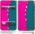 iPod Touch 2G & 3G Skin Kit Ripped Colors Hot Pink Seafoam Green