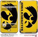iPod Touch 2G & 3G Skin Kit Iowa Hawkeyes Herky Black on Gold