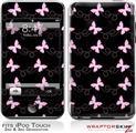 iPod Touch 2G & 3G Skin Kit Pastel Butterflies Pink on Black