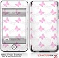 iPod Touch 2G & 3G Skin Kit Pastel Butterflies Pink on White