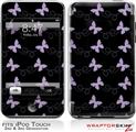 iPod Touch 2G & 3G Skin Kit Pastel Butterflies Purple on Black