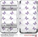 iPod Touch 2G & 3G Skin Kit Pastel Butterflies Purple on White