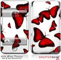 iPod Touch 2G & 3G Skin Kit Butterflies Red