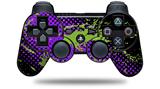 Halftone Splatter Green Purple - Decal Style Skin fits Sony PS3 Controller (CONTROLLER NOT INCLUDED)