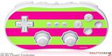 Wii Classic Controller Skin - Kearas Psycho Stripes Neon Green and Hot Pink
