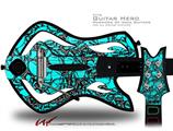  Scattered Skulls Neon Teal Decal Style Skin - fits Warriors Of Rock Guitar Hero Guitar (GUITAR NOT INCLUDED)