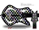  Pastel Hearts on Black Decal Style Skin - fits Warriors Of Rock Guitar Hero Guitar (GUITAR NOT INCLUDED)