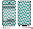iPod Touch 4G Skin Zig Zag Teal and Gray