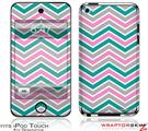 iPod Touch 4G Skin Zig Zag Teal Pink and Gray