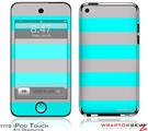 iPod Touch 4G Skin - Kearas Psycho Stripes Neon Teal and Gray