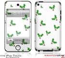 iPod Touch 4G Skin - Christmas Holly Leaves on White