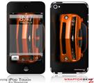 iPod Touch 4G Skin - 2010 Chevy Camaro Orange - Black Stripes on Black