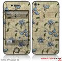 iPhone 4 Skin Flowers and Berries Blue