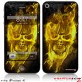 iPhone 4 Skin Flaming Fire Skull Yellow