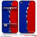 iPhone 4 Skin Ripped Colors Blue Red