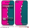 iPhone 4 Skin Ripped Colors Hot Pink Seafoam Green