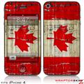 iPhone 4 Skin Painted Faded and Cracked Canadian Canada Flag
