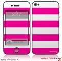iPhone 4 Skin - Kearas Psycho Stripes Hot Pink and White (DOES NOT fit newer iPhone 4S)