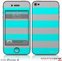 iPhone 4 Skin - Kearas Psycho Stripes Neon Teal and Gray (DOES NOT fit newer iPhone 4S)