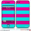 iPhone 4 Skin - Kearas Psycho Stripes Neon Teal and Hot Pink (DOES NOT fit newer iPhone 4S)
