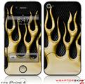 iPhone 4 Skin - Metal Flames Yellow (DOES NOT fit newer iPhone 4S)