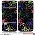 iPhone 4 Skin - Kearas Flowers on Black (DOES NOT fit newer iPhone 4S)
