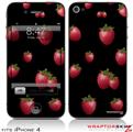iPhone 4 Skin - Strawberries on Black (DOES NOT fit newer iPhone 4S)
