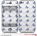 iPhone 4 Skin - Pastel Butterflies Blue on White (DOES NOT fit newer iPhone 4S)