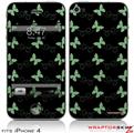 iPhone 4 Skin - Pastel Butterflies Green on Black (DOES NOT fit newer iPhone 4S)