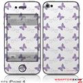 iPhone 4 Skin - Pastel Butterflies Purple on White (DOES NOT fit newer iPhone 4S)