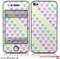 iPhone 4 Skin - Pastel Hearts on White (DOES NOT fit newer iPhone 4S)