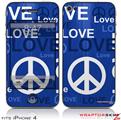 iPhone 4 Skin - Love and Peace Blue (DOES NOT fit newer iPhone 4S)