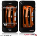 iPhone 4 Skin - 2010 Chevy Camaro Orange - White Stripes on Black (DOES NOT fit newer iPhone 4S)