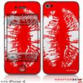 iPhone 4 Skin - Big Kiss White on Red (DOES NOT fit newer iPhone 4S)