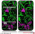 iPhone 4 Skin - Twisted Garden Green and Hot Pink
