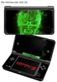 Nintendo DSi XL Skin Flaming Fire Skull Green