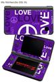 Nintendo DSi XL Skin Love and Peace Purple
