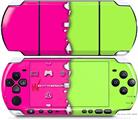 Sony PSP 3000 Decal Style Skin - Ripped Colors Hot Pink Neon Green