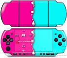 Sony PSP 3000 Decal Style Skin - Ripped Colors Hot Pink Neon Teal