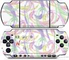 Sony PSP 3000 Decal Style Skin - Neon Swoosh on White