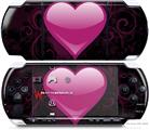 Sony PSP 3000 Decal Style Skin - Glass Heart Grunge Hot Pink