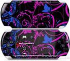 Sony PSP 3000 Decal Style Skin - Twisted Garden Hot Pink and Blue