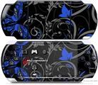 Sony PSP 3000 Decal Style Skin - Twisted Garden Gray and Blue