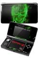 Nintendo 3DS Decal Style Skin - Flaming Fire Skull Green