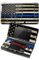 Nintendo 3DS Decal Style Skin - Painted Faded Cracked Blue Line Stripe USA American Flag