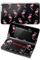 Nintendo 3DS Decal Style Skin - Flamingos on Black