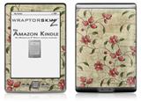 Flowers and Berries Red - Decal Style Skin (fits 4th Gen Kindle with 6inch display and no keyboard)