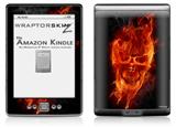 Flaming Fire Skull Orange - Decal Style Skin (fits 4th Gen Kindle with 6inch display and no keyboard)